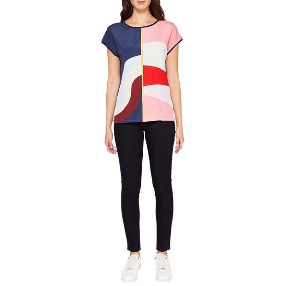TED Baker Hasel Mississippi Abstract Design Top, Navy/Multi Size 1/ US 4 - Picture 12 of 14
